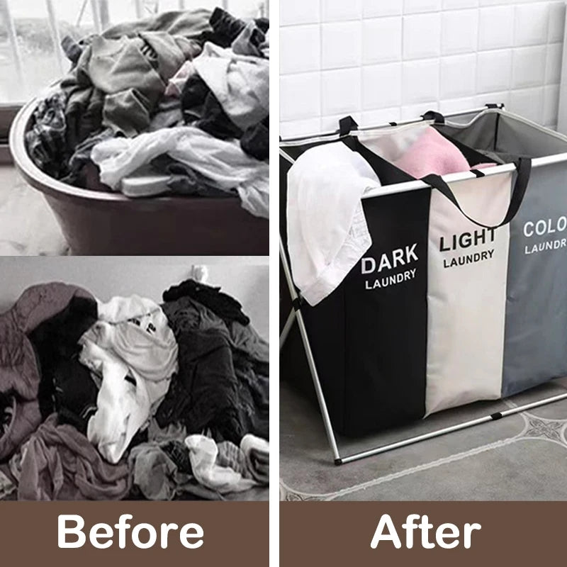 Cesta para ropa x3 – organizador de lavandería de 3 compartimentos