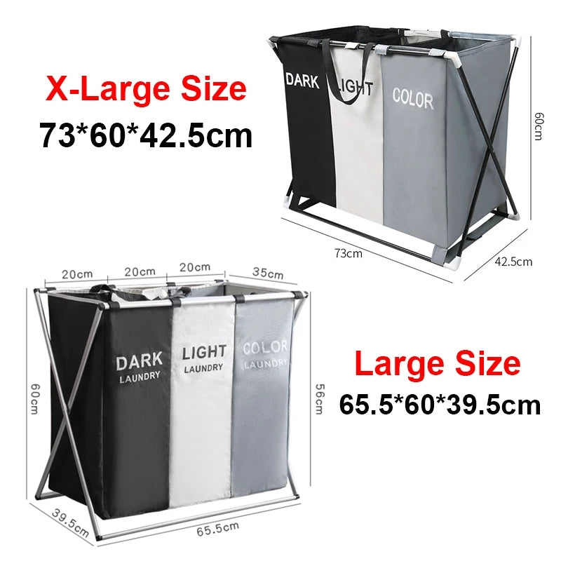 Cesta para ropa x3 – organizador de lavandería de 3 compartimentos