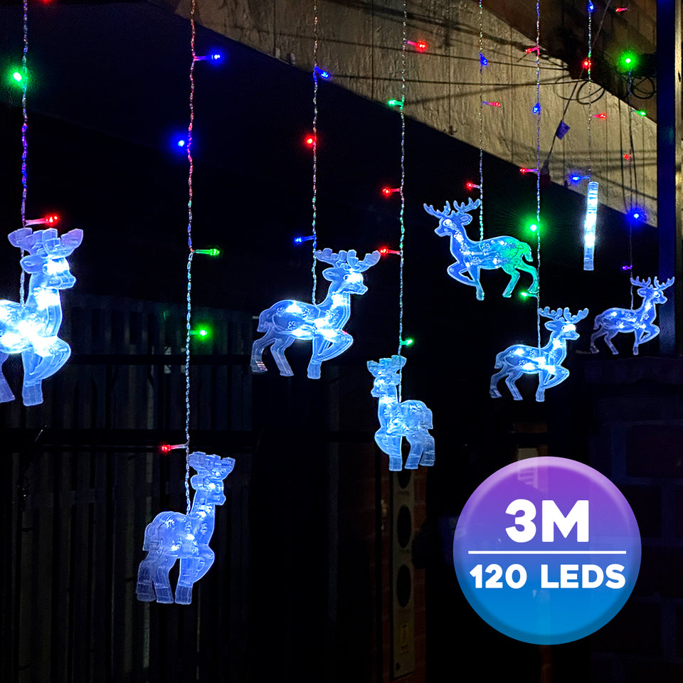 Cortina Led 3m Figuras de Reno