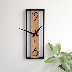 Reloj de Pared Rectangular con Vetas de Madera