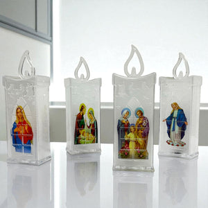 Vela Led X4 Con Imagen Religiosa
