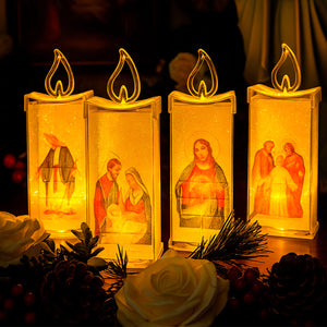 Vela Led X4 Con Imagen Religiosa