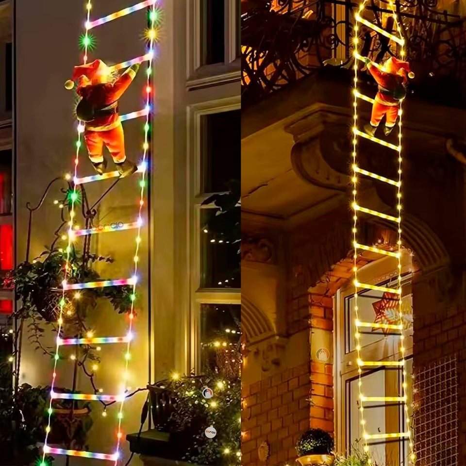 PAPA NOEL CON ESCALERA LUCES