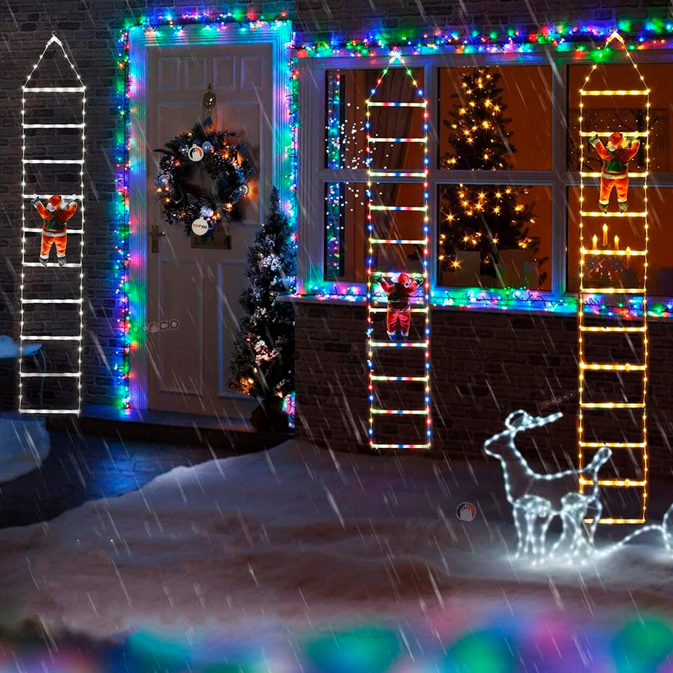 PAPA NOEL CON ESCALERA LUCES