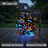 Luz Solar Navideña 100 Bombillos Multicolor