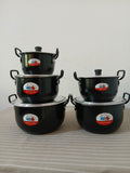 Juego de Ollas en Aluminio Fundido con Tapa de Vidrio x5