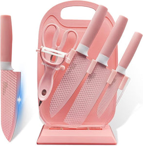 Set de Cuchillos de 7 Piezas con Tabla Picadora y Soporte