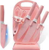 Set de Cuchillos de 7 Piezas con Tabla Picadora y Soporte