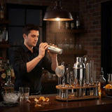 KIT DE COCTELERÍA PROFESIONAL DE 23 PIEZAS CON BASE DE BAMBÚ