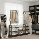 Perchero Multifuncional 3 Secciones con Zapatero y Estantes