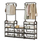 Perchero Multifuncional 3 Secciones con Zapatero y Estantes