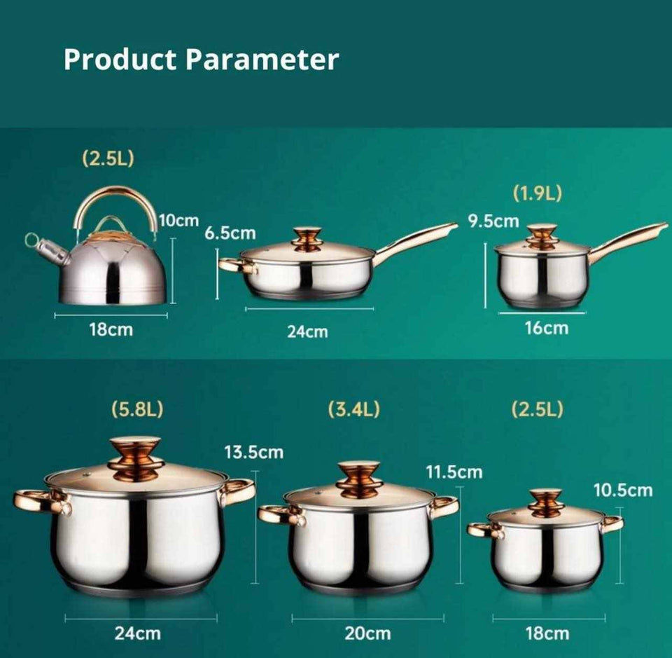 SET OLLA ACERO INOXIDABLE X 12 PIEZAS