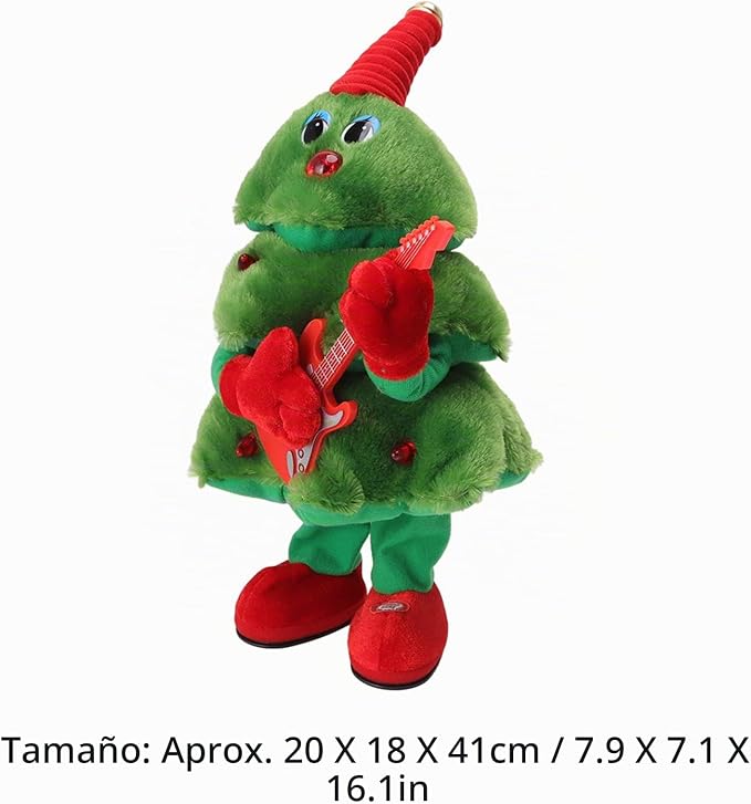 Árbol de Navidad de Peluche que Canta, Baila, Se Ilumina y Repite tu Voz