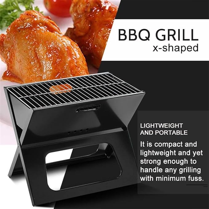 Parrilla Portátil Plegable de Carbón Premium en Acero Inoxidable