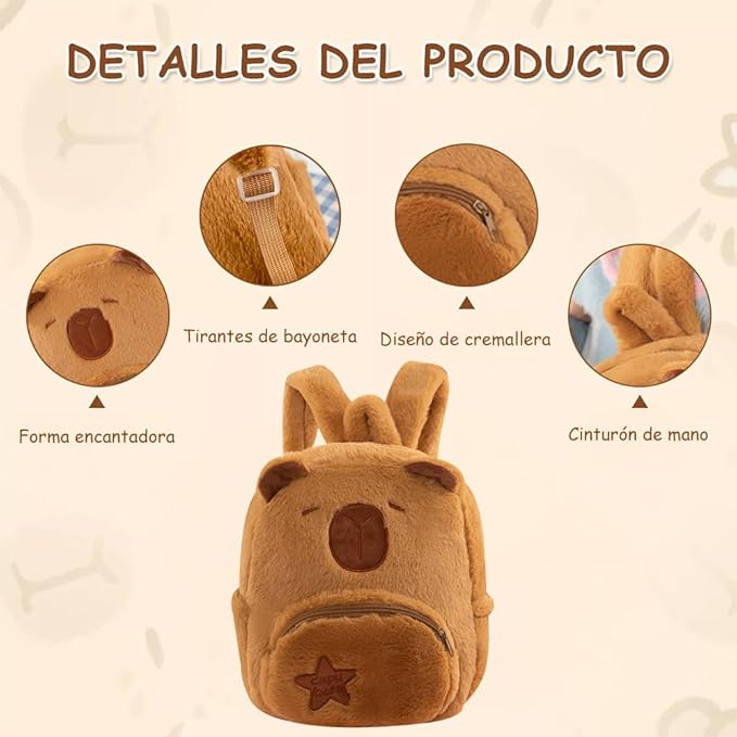 Mochila Capibara Afelpada Kawaii