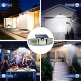 Lámpara Solar LED con Sensor de Movimiento y Triple Cabezal