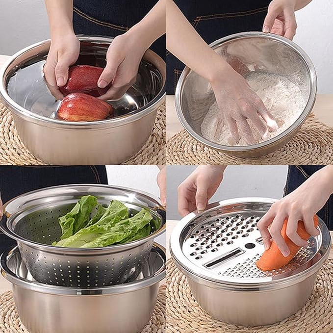 Lavabo Multifuncional de Acero Inoxidable 4 en 1 con Colador y Rallador