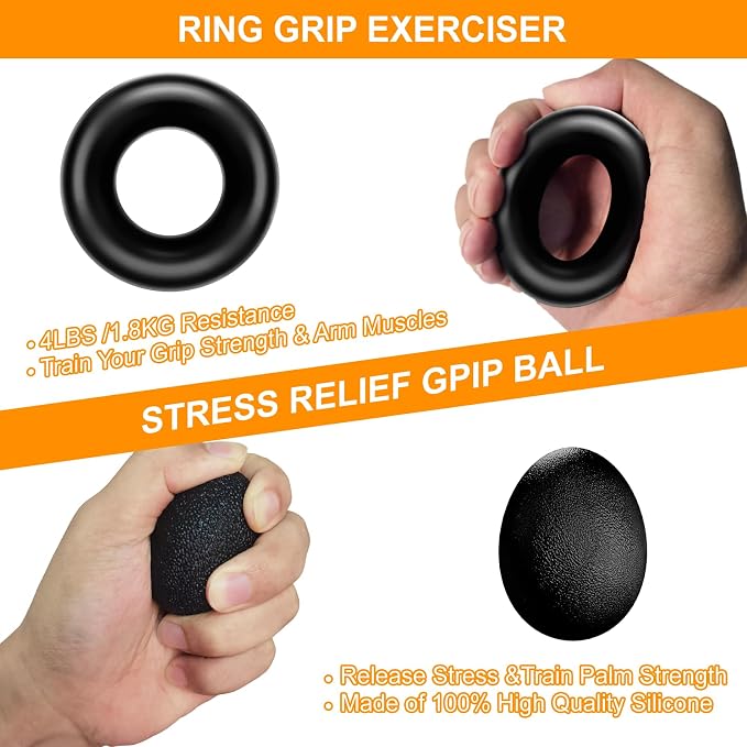 Kit de Entrenamiento para Fuerza de Agarre de Mano y Antebrazo 5 Piezas