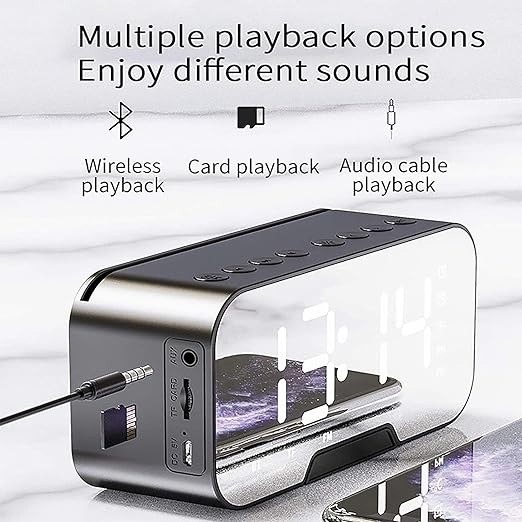 Parlante Despertador Multifuncional con Pantalla LED Espejo