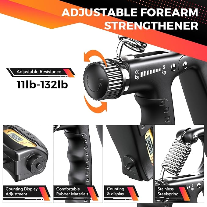 Kit de Entrenamiento para Fuerza de Agarre de Mano y Antebrazo 5 Piezas