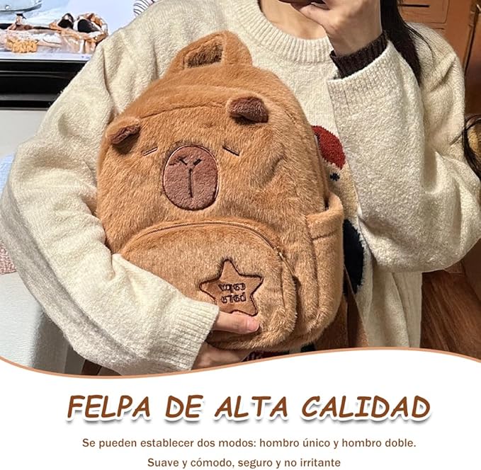 Mochila Capibara Afelpada Kawaii