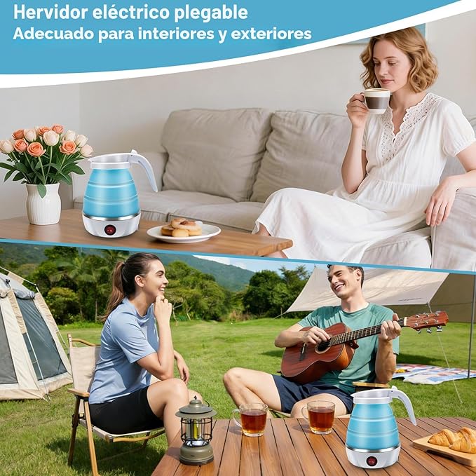 Tetera Eléctrica Plegable Portátil de Viaje 600 ml