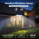 Lámpara Solar LED con Sensor de Movimiento y Triple Cabezal