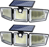 Lámpara Solar LED con Sensor de Movimiento y Triple Cabezal