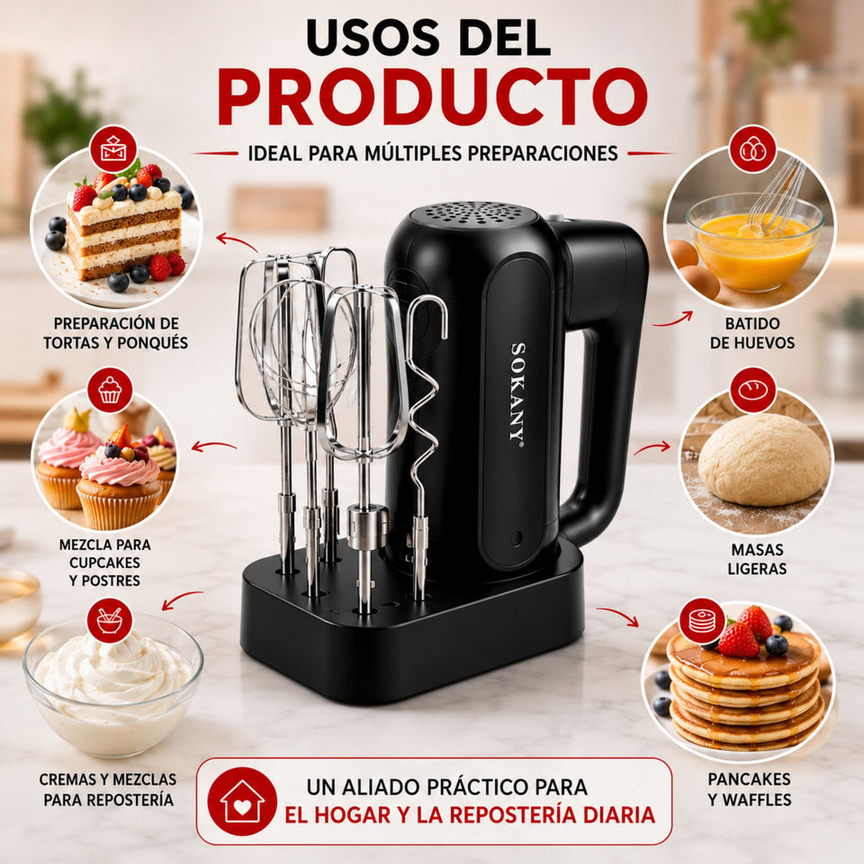 BATIDOR ELÉCTRICO 3 EN 1 SOKANY 400W