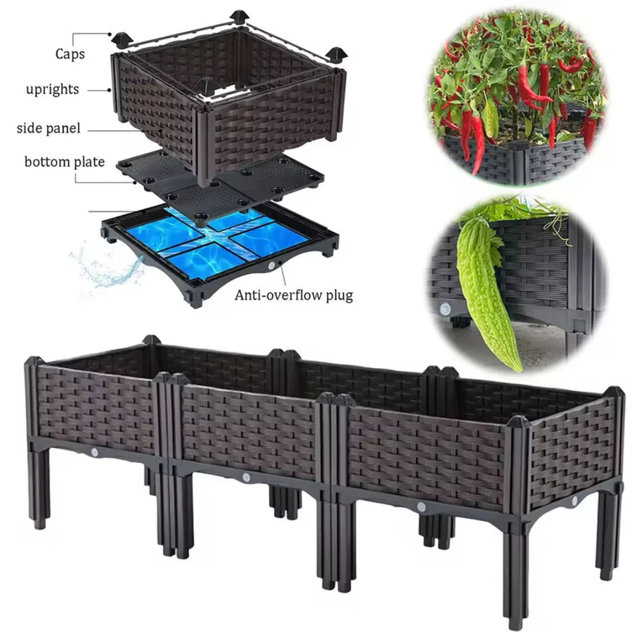 Cama De Jardin Elevada 3 Puestos