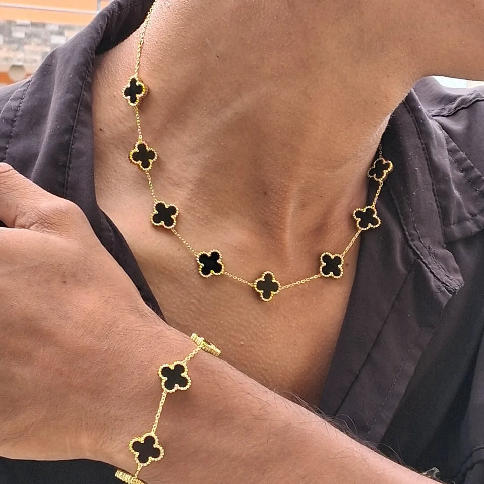 Set Collar y Pulsera Trébol de Cuatro Hojas