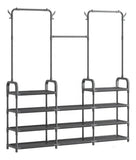 Perchero Multifuncional 3 Secciones con Zapatero y Estantes