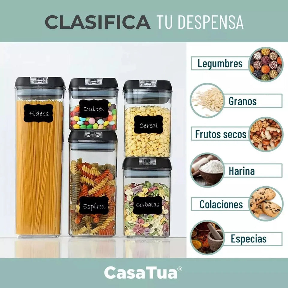RECIPIENTES ORGANIZADORES PARA GRANOS Y CEREALES – SET X5