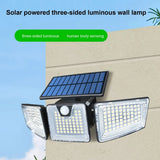 Lámpara Solar LED con Sensor de Movimiento y Triple Cabezal