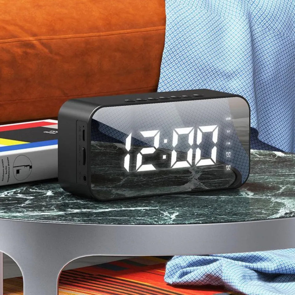 Parlante Despertador Multifuncional con Pantalla LED Espejo
