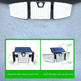 Lámpara Solar LED con Sensor de Movimiento y Triple Cabezal