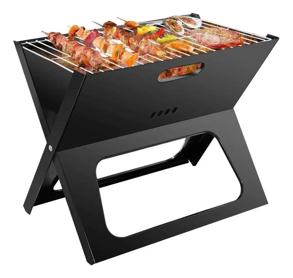 Parrilla Portátil Plegable de Carbón Premium en Acero Inoxidable