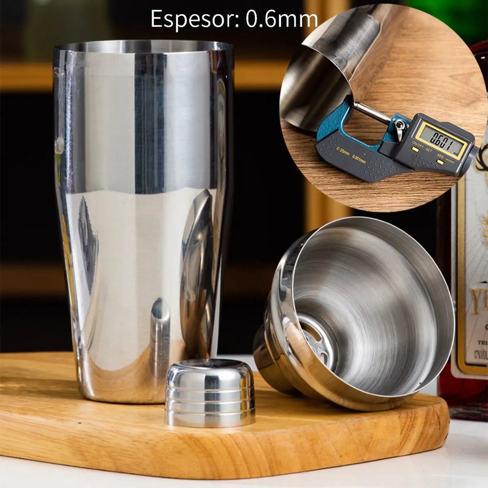 KIT DE COCTELERÍA PROFESIONAL DE 23 PIEZAS CON BASE DE BAMBÚ