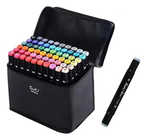 Kit de Marcadores Artísticos Doble Punta – 60 Colores con Estuche