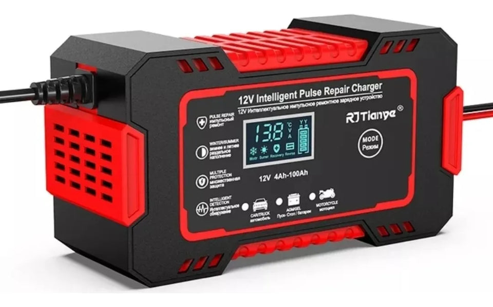 Cargador de Batería Automotriz Inteligente 12V con Pantalla LCD