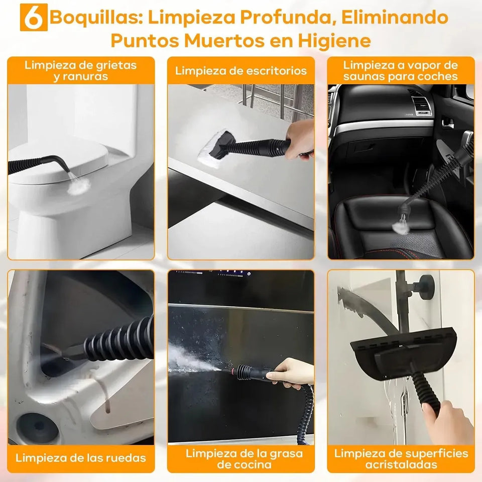 Limpiador a Vapor Portátil 1000W Multiusos de Alta Presión