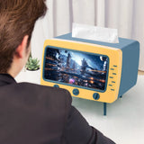 Dispensador de Pañuelos Creativo en Forma de TV con Soporte para Celular