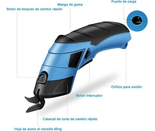Cortador de Tela Eléctrico Inalámbrico con Doble Cabezal