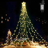 Luces LED Navideñas en Cascada con Estrella y Control Remoto