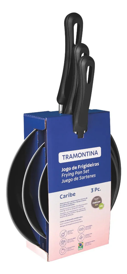 Juego de 3 Sartenes Tramontina Caribe Red Antiadherentes