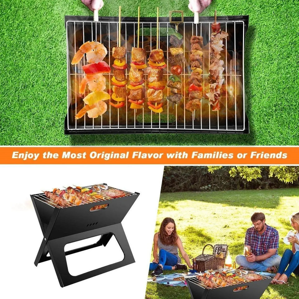 Parrilla Portátil Plegable de Carbón Premium en Acero Inoxidable