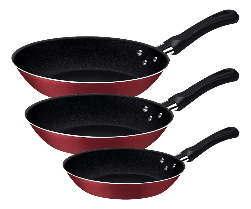 Juego de 3 Sartenes Tramontina Caribe Red Antiadherentes