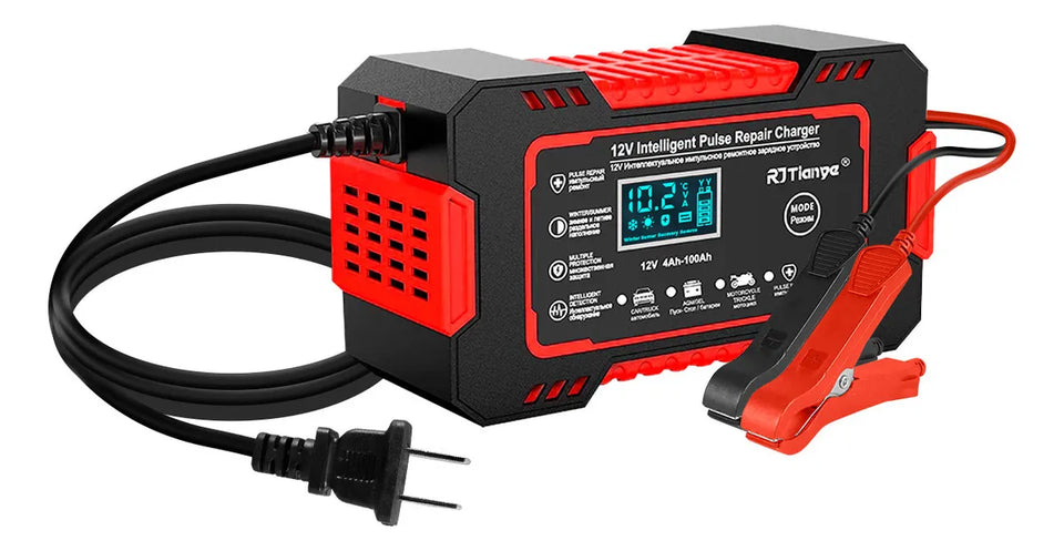 Cargador de Batería Automotriz Inteligente 12V con Pantalla LCD