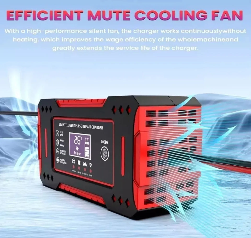 Cargador de Batería Automotriz Inteligente 12V con Pantalla LCD