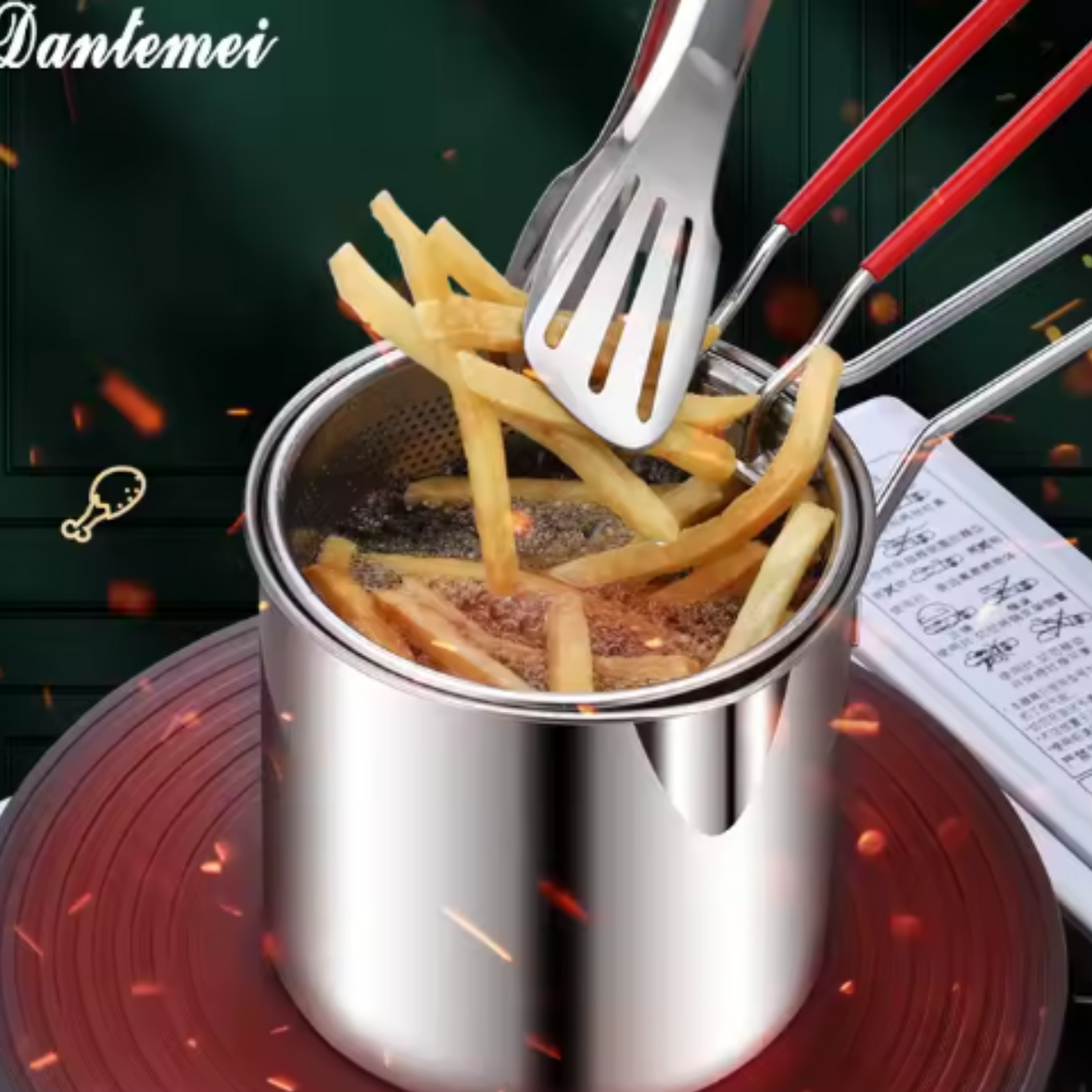 Olla Para Freir Con Colador Y Pinzas